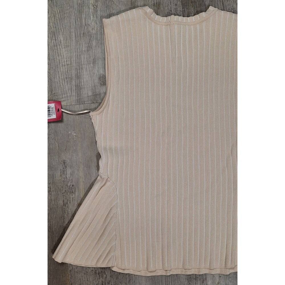 Vince Camuto Women's Small Beige Sleeveless Top Wide Ribbed, Summer Casual - Picture 6 of 10